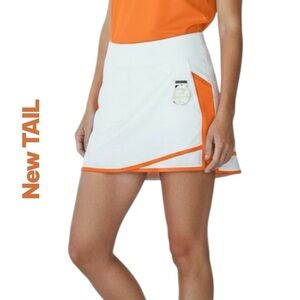 NEW Tail Activewear Skirt Skort UPF 50+ Golf White Neon/Coral Pull On Sz 2XL